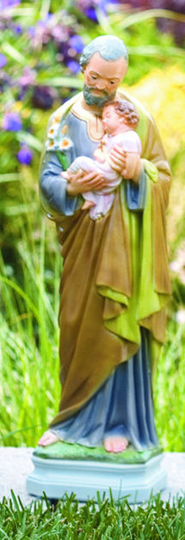 Saint Joseph With Child Statue Cement Garden Traditional Artwork Figure